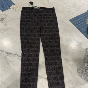 Elegant Black Patterned Women's Pants